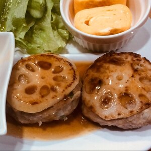 豆腐バーグの蓮根挟み焼き～だしあんかけ～